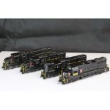 Four Tenshodo HO gauge PPR Diesel brass locomotives, all painted, good overall with some wear