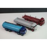 Three Dinky Foden diecast models, all variants, Tanker in two tone blue, remaining two feature