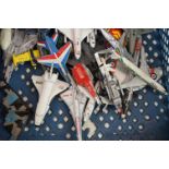 Collection of diecast model planes mainly Matchbox examples, showing play wear