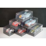 Six cased Fly Model slot cars to include 88092 Porsche 908/3 6th Watkins Glen 1972 (C-101), C68