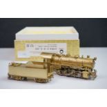 Boxed Oriental Limited HO gauge USRA 0-8-0 US brass locomotive & tender, standard design, unpainted,