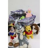 Quantity of soft toys featuring many TV related examples to include Disney, Dreamworks, Bugs Bunny