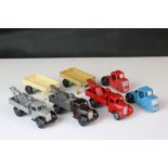 Five early play worn Dinky diecast models to include 3 x 30e (variants) and 2 x Trucks (1 x red cab,