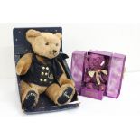 Two boxed Teddy Bears to include Harrods Millennium Bear (tatty box) and Merrythough Milennium Bear,