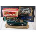 Four boxed 1:18 scale diecast models to include Corgi MGF 1.8i VVC Roadster, Autoart Performance