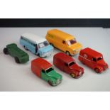 Six 20th C Dinky commercial diecast models to include Petrol Tanker, ESSO Trojan, 470 Austin, 470