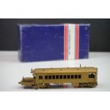 Boxed Tenshodo WB--24.5 Railcar brass locomotive, NJ International box, unpainted, appearing vg with