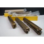 Three boxed E Suydam & Co HO Railroad Equipment items of brass rolling stock to include RR-9