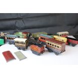 10 Items of O gauge tin plate rolling stock to include Hornby and Brimtoy plus a part engine