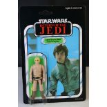 Star Wars - Carded Return of the Jedi Luke Skywalker Bespin Fatigues figure, 45 back, Palitoy Hong