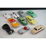 12 Mid 20th C Dinky diecast road models to include 179 Studebaker President, 133 Cunningham,