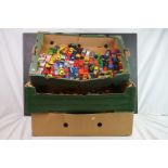 Large collection of play worn diecast and plastic models to include road and commercial examples