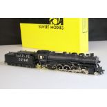 Boxed Sunset Models HO gauge Santa Fe 4-8-2 3700 class brass locomotive & tender, 1 of 150 factory