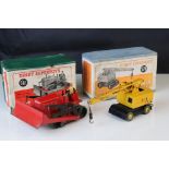 Two boxed Dinky Supertoys to include 561 Blaw Knox Bulldozer in red and 571 Coles Mobile Crane, both