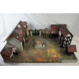 Large scratch built farmyard / courtyard with buildings, 38" x 25"