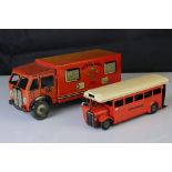 Two mid 20th C tin plate models to include Mettoy Royal Mail Van (discoloured and wear) and a Triang