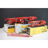 Three boxed 1:50 Conrad & NZG Liebherr diecast construction models all with Sparrows decals and in