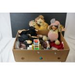 Quantity of mid 20th C onwards soft toys, plastic dolls and childs toys to include Deans Bear, soft