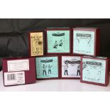 Seven boxed Britains metal figures to include 8817 & 8814 Sherwood Foresters, 8866 & 8864 Devonshire