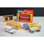 Three original diecast models in reproduction boxes to include Dinky 253 Daimler Ambulance (later