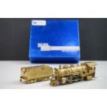 Boxed Balboa Katsumi (Japan) HO gauge SF Prairie 2-6-2 brass locomotive & tender, unpainted,