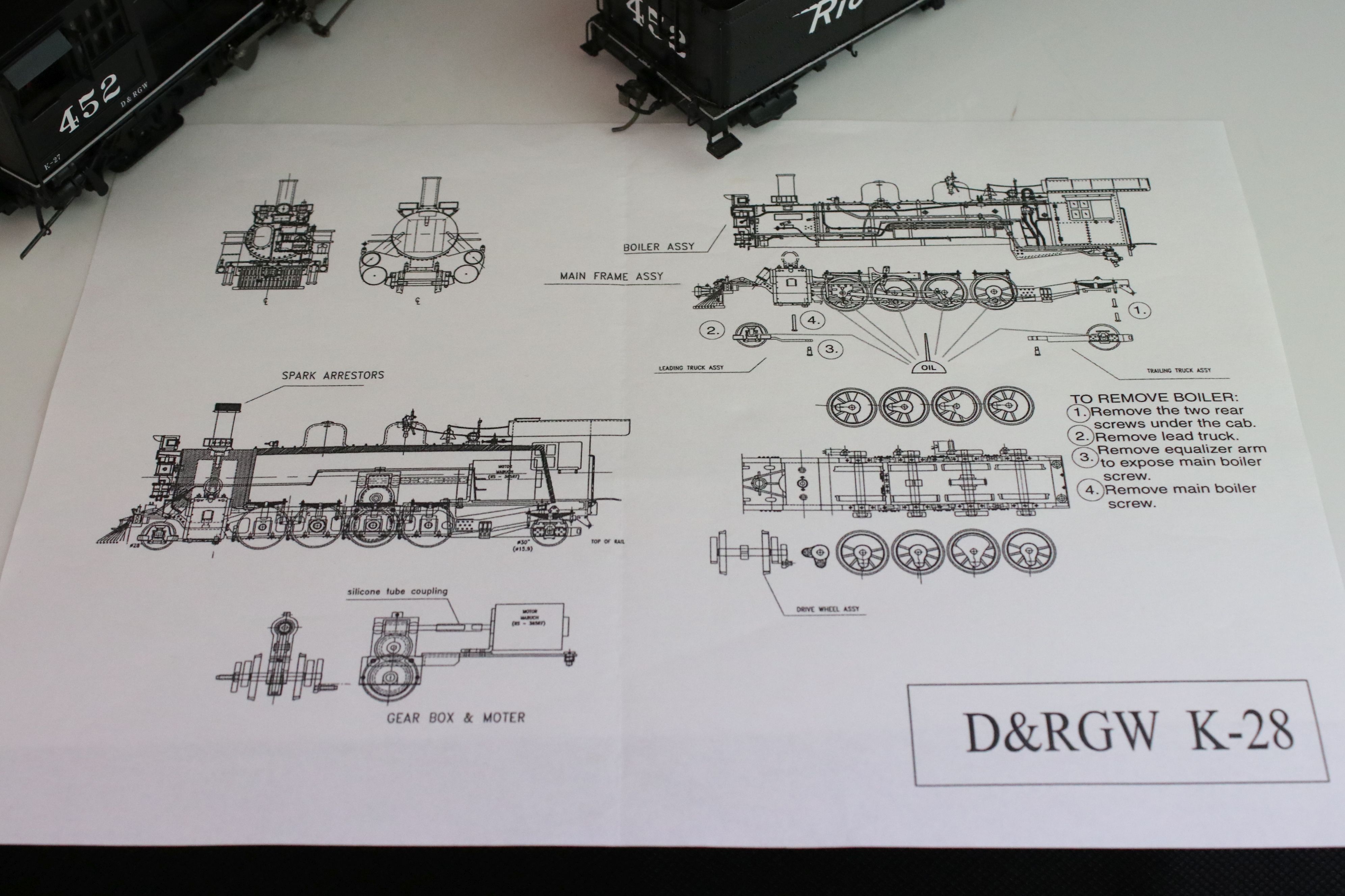 Boxed Mountain Model Imports (Korea) ON3Scale K-27 2-8-2 Factory Painted Road #452 D & RGW - Image 23 of 28