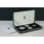 A Royal Mint 2005 silver proof Piedfort 4 coin collection with COA.