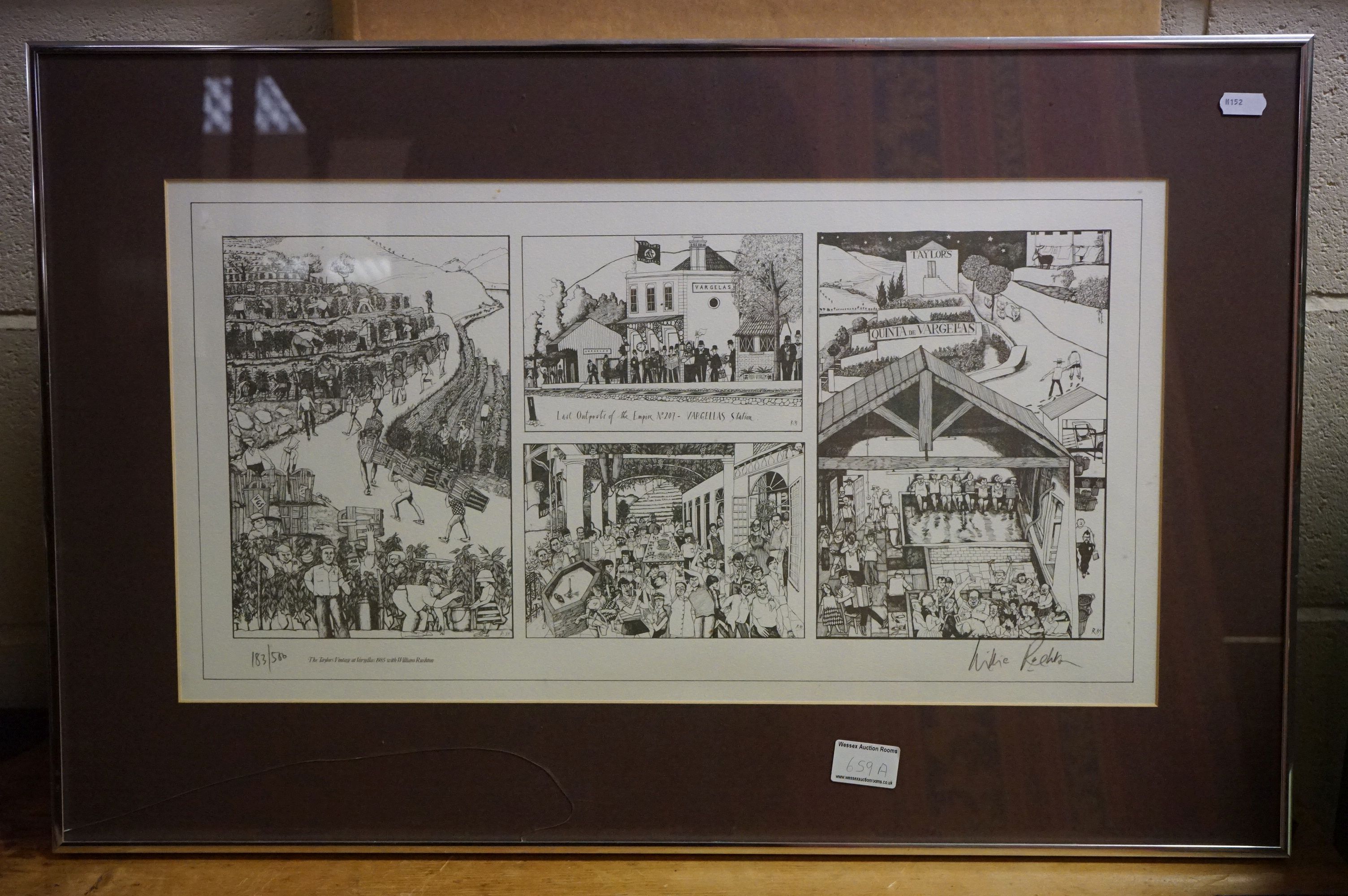 Willie Rushton limited edition four cartoons mounted in one frame 183 /500