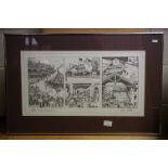 Willie Rushton limited edition four cartoons mounted in one frame 183 /500