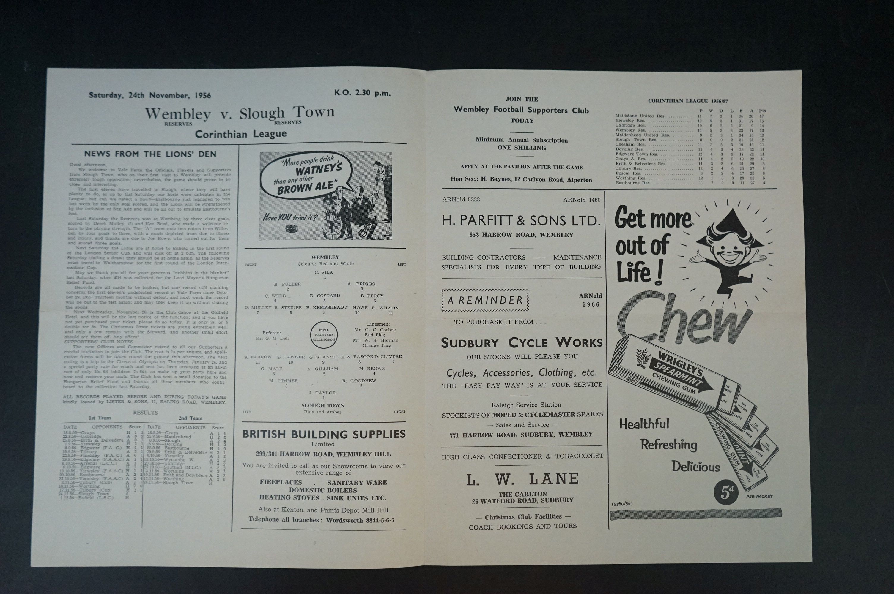 None League Football Programmes - Four 1950s Wembley home programmes to include Reserves v Slough - Bild 12 aus 14