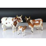 A group of three Beswick Ayrshire cattle to include a Bull marked CH Whitehill Mandate a Cow and