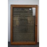 1960's Oak Hanging Notice Board with Glazed Door, marked to back with a military crowsfoot and