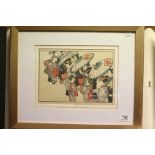 Saito Shuho (1769-1859) a framed Japanese woodblock portrait Peoples of Osaka