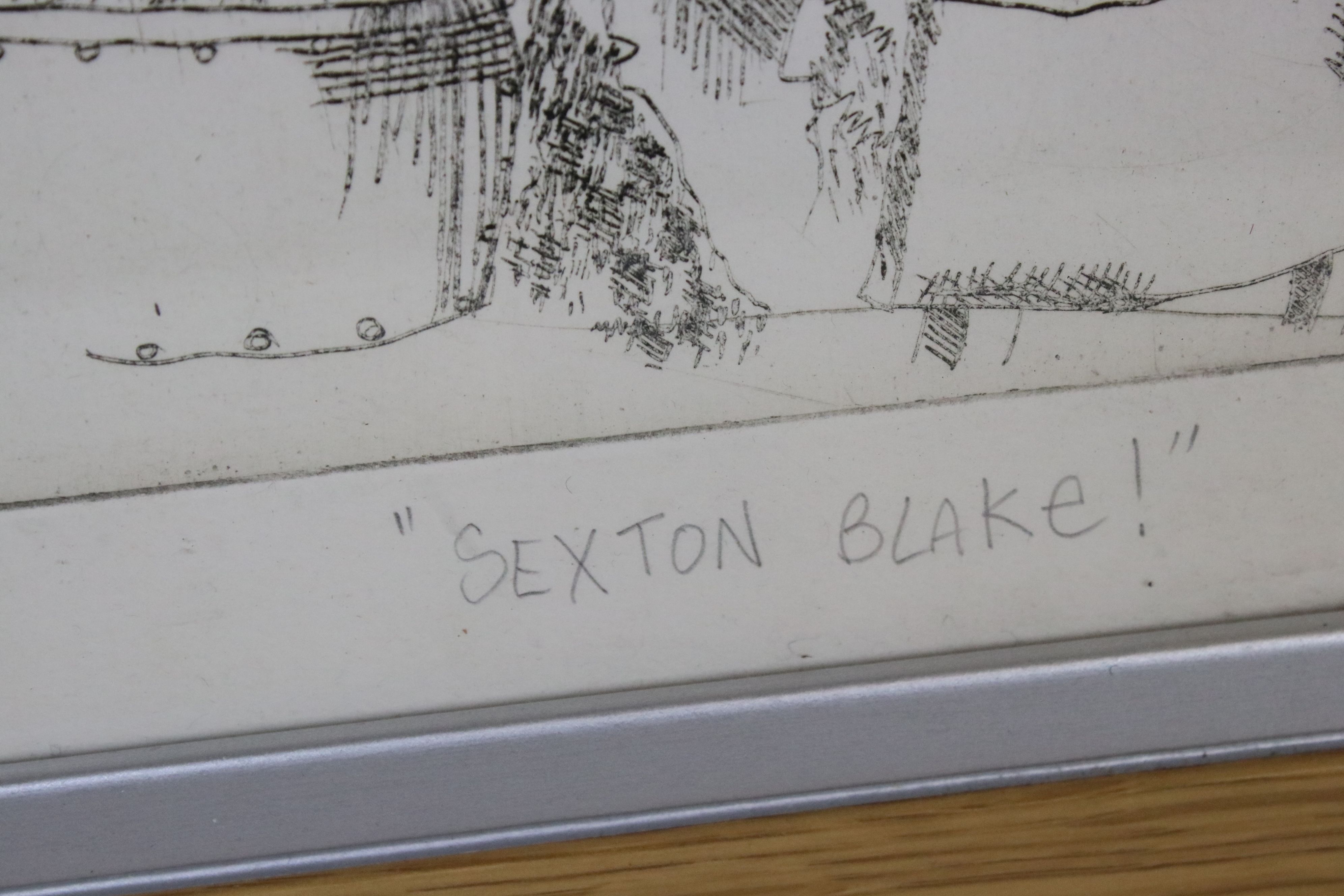 Tim Bulmer an artist proof etching of an Auction room picture sale entitled Sexton Blake, signed - Image 3 of 4