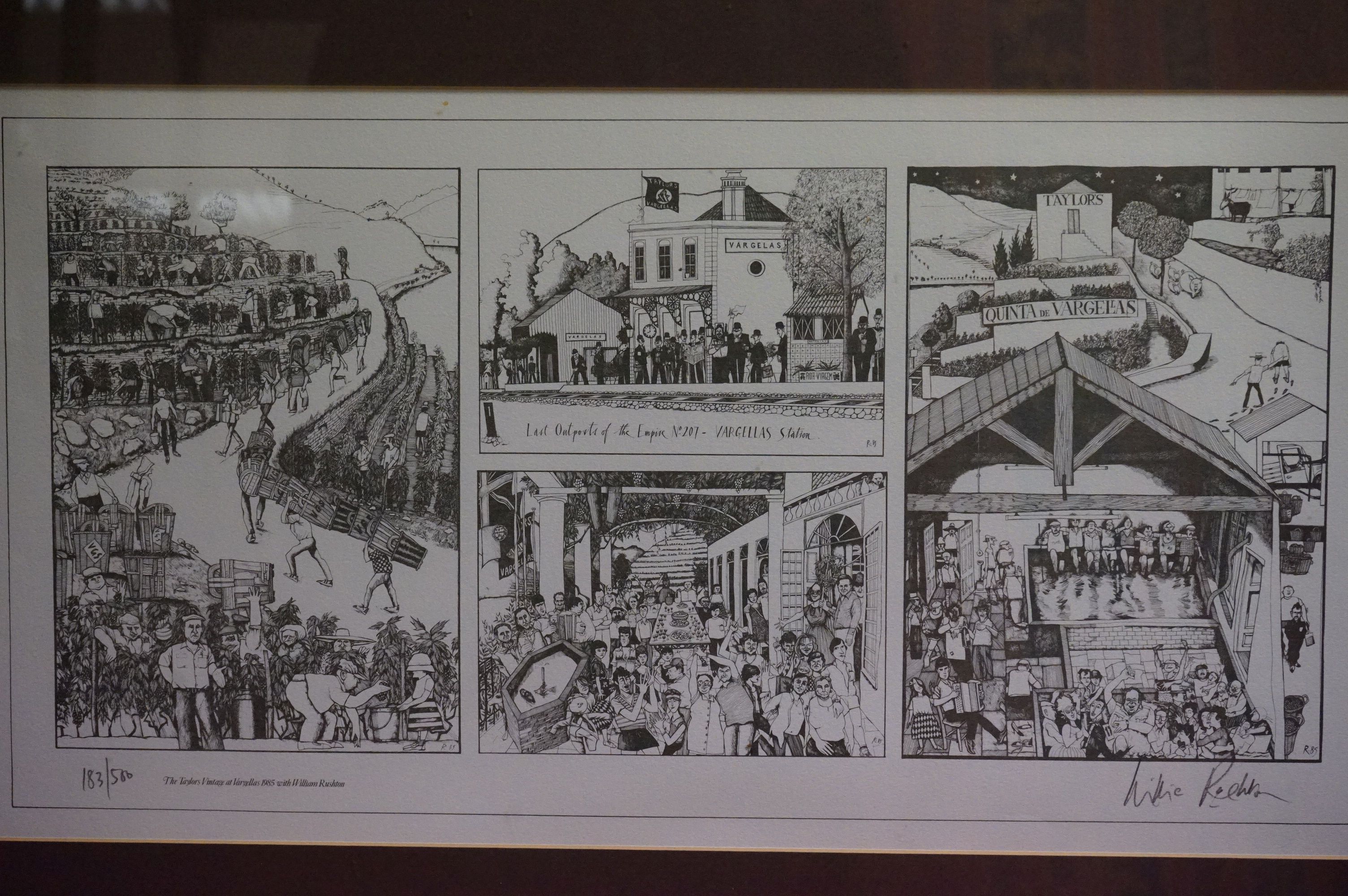 Willie Rushton limited edition four cartoons mounted in one frame 183 /500 - Image 2 of 3