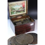 A late 19th century faux rosewood Symphonion Music box with 8 disks.