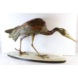 After Irenee Rochard 1906 - 1984 A Large Art Deco painted hollow bronze figure of an Egret bird