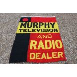 Rare Vintage Original Cloth Shop Advertising Banner for Murphy's Radio, 180cms x 109cms