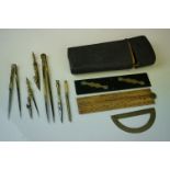 Drawing set Etui by Thomas Rubergall, London circa 1850, complete with wood and brass instruments,