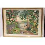 20th century limited edition coloured lithograph by Giraudiere no 13/400 of a tropical island