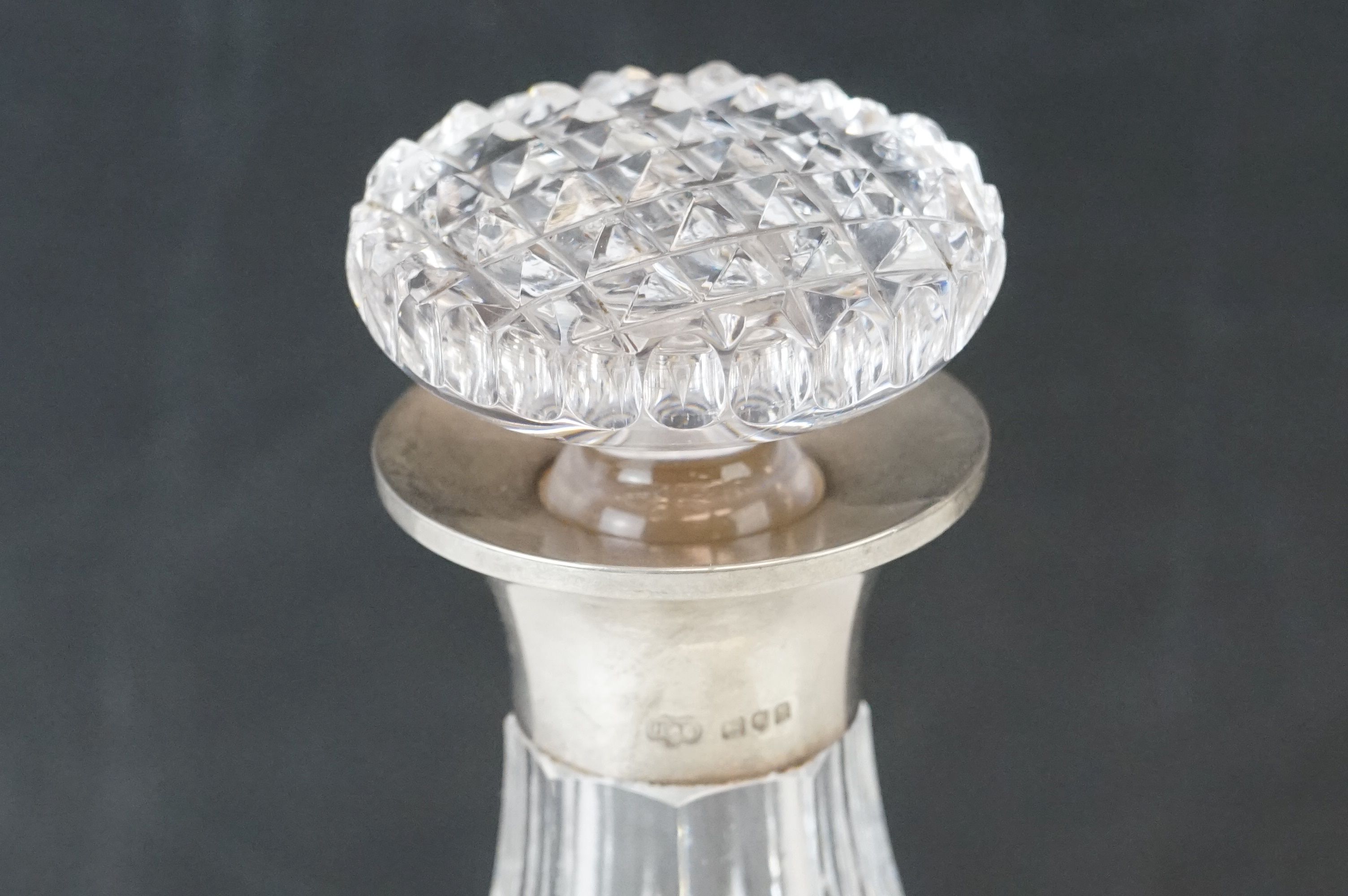 A large hob nail glass dressing table bottle silver collared London 1912. - Image 9 of 9