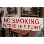 Enamel 'No Smoking Beyond This Point' sign, 38 x 13" approx size, originally from Chatham Royal Nav