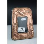 Copper Art Nouveau Style Easel Back Photograph Frame, 17cms high