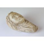 Antique Carved Stone Bust of a Woman, 14cms high