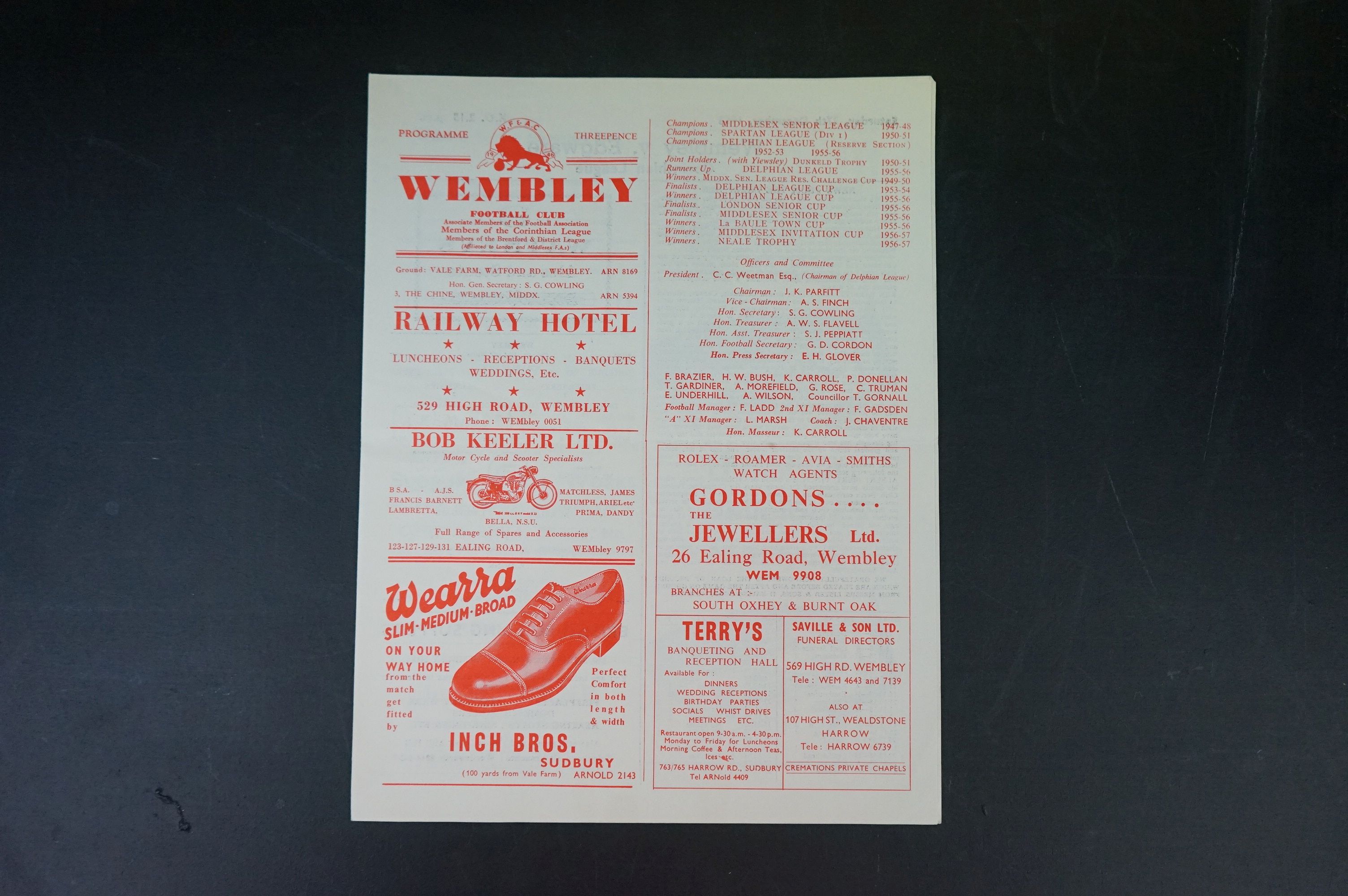 None League Football Programmes - Four 1950s Wembley home programmes to include Reserves v Slough - Bild 5 aus 14