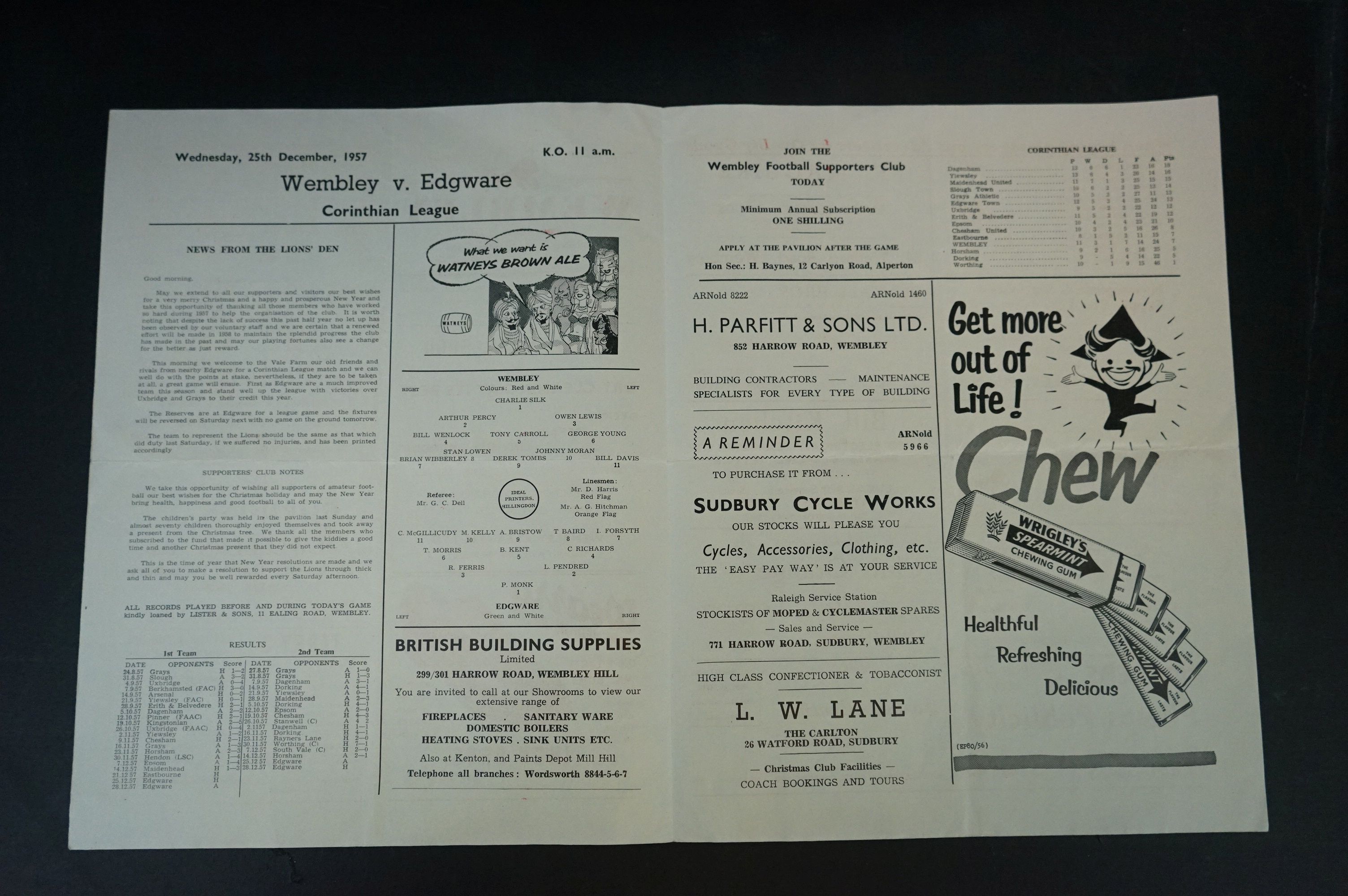 None League Football Programmes - Four 1950s Wembley home programmes to include Reserves v Slough - Bild 9 aus 14