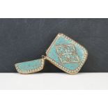 Brass cloisonne and turquoise enamel vesta case