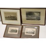 Four framed & glazed engravings Pembroke Castle & Carew Castle