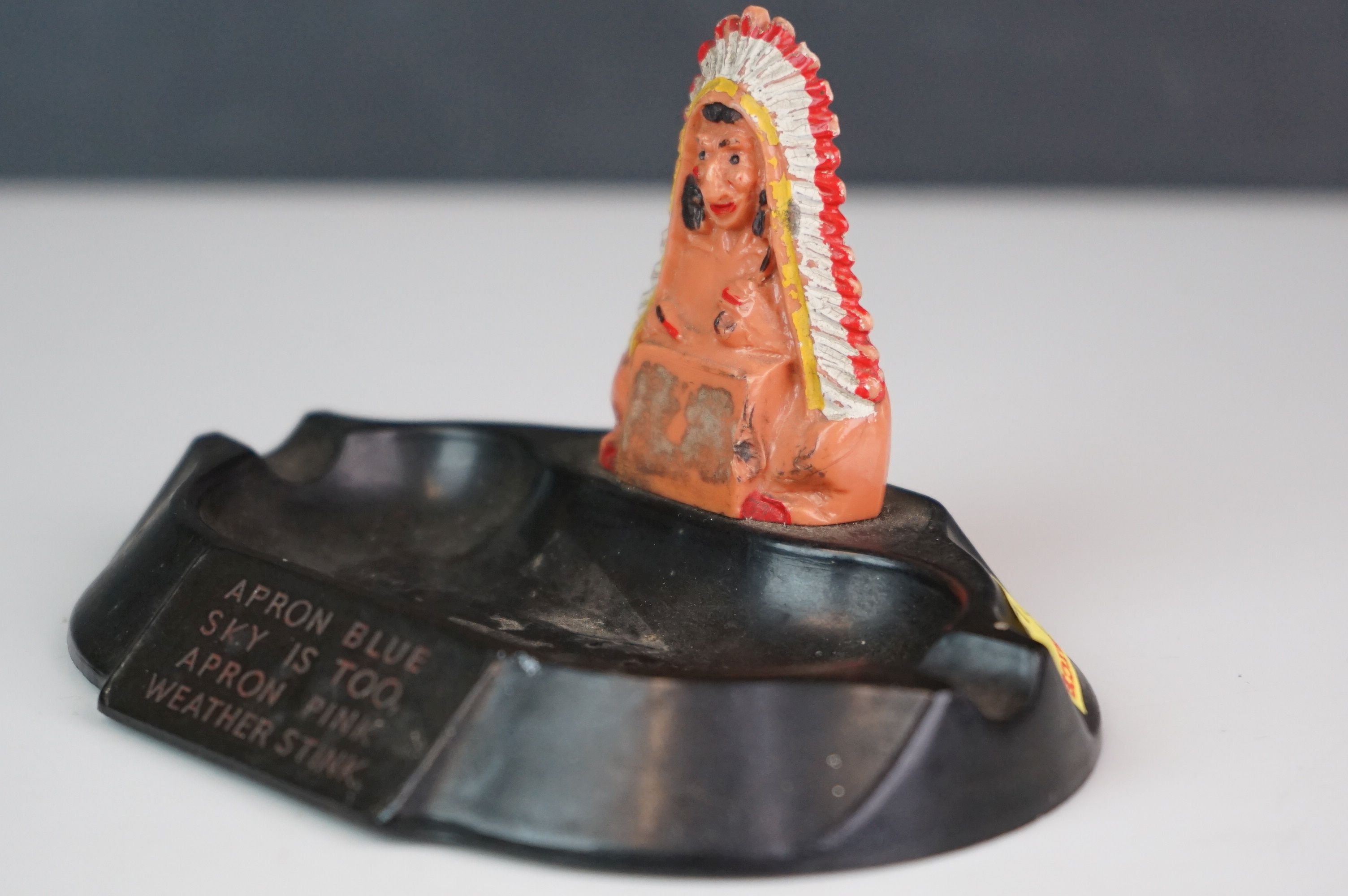 A Vogue Selco 1930's bakelite ashtray "Apron Blue" with a native American Indian. - Image 7 of 8