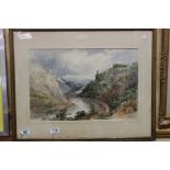 S. Read, Avon Gorge with suspension bridge under construction, Watercolour, Signed lower right,